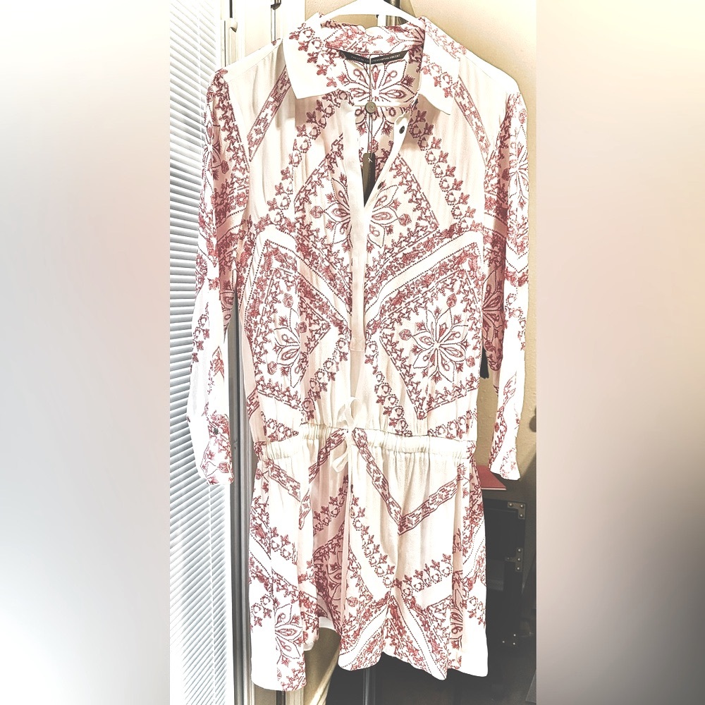 ANTHROPOLOGIE NWT Red White Embroidered Dress TWELFTH STREET CYNTHIA VINCENT M